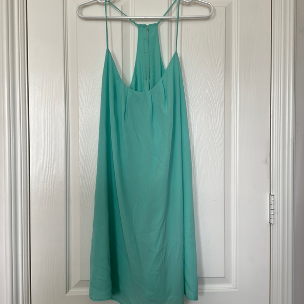 Lucy Love mint mini dress with opalescent button details. Large. New with tags.